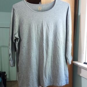 Anne Klein Gray Relaxed Long Sleeve T-Shirt